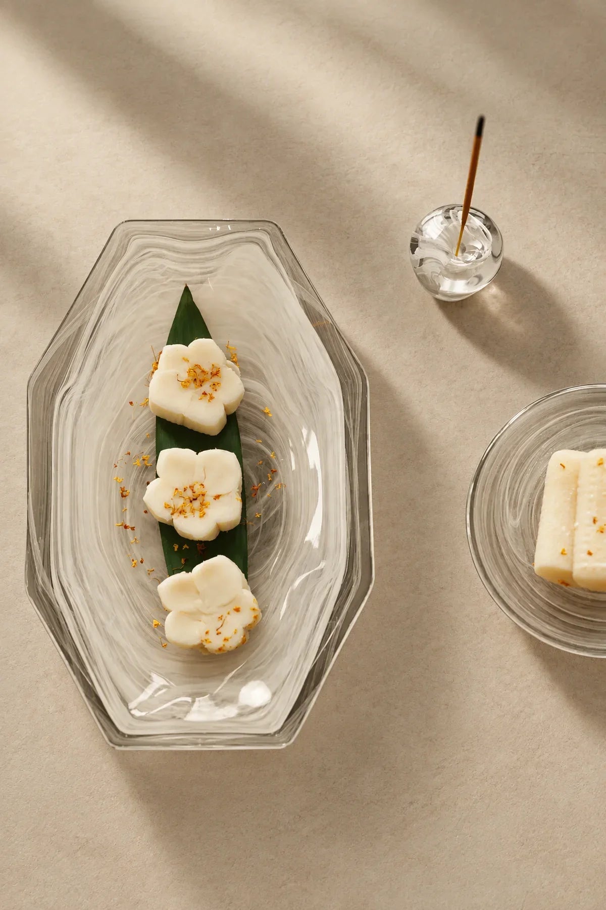 Quiet Orbit White-Swirl Glass Serving Tray
