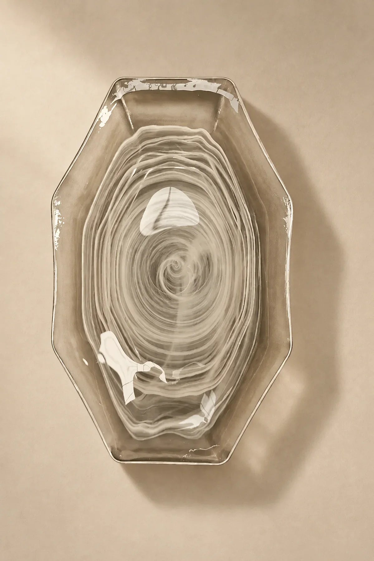 Quiet Orbit White-Swirl Glass Serving Tray