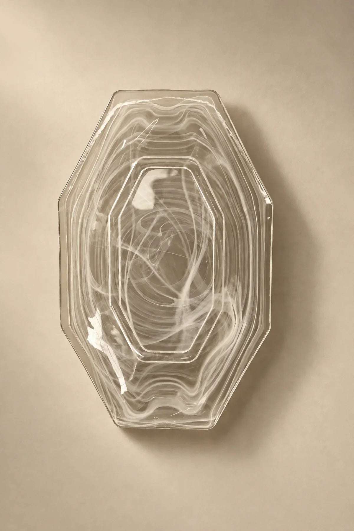 Quiet Orbit White-Swirl Glass Serving Tray