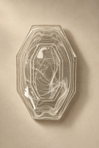 Quiet Orbit White-Swirl Glass Serving Tray