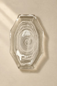 Quiet Orbit White-Swirl Glass Serving Tray