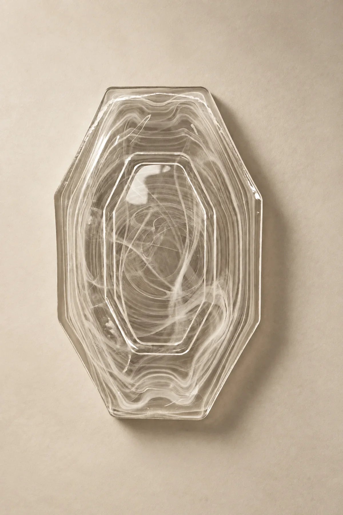 Quiet Orbit White-Swirl Glass Serving Tray