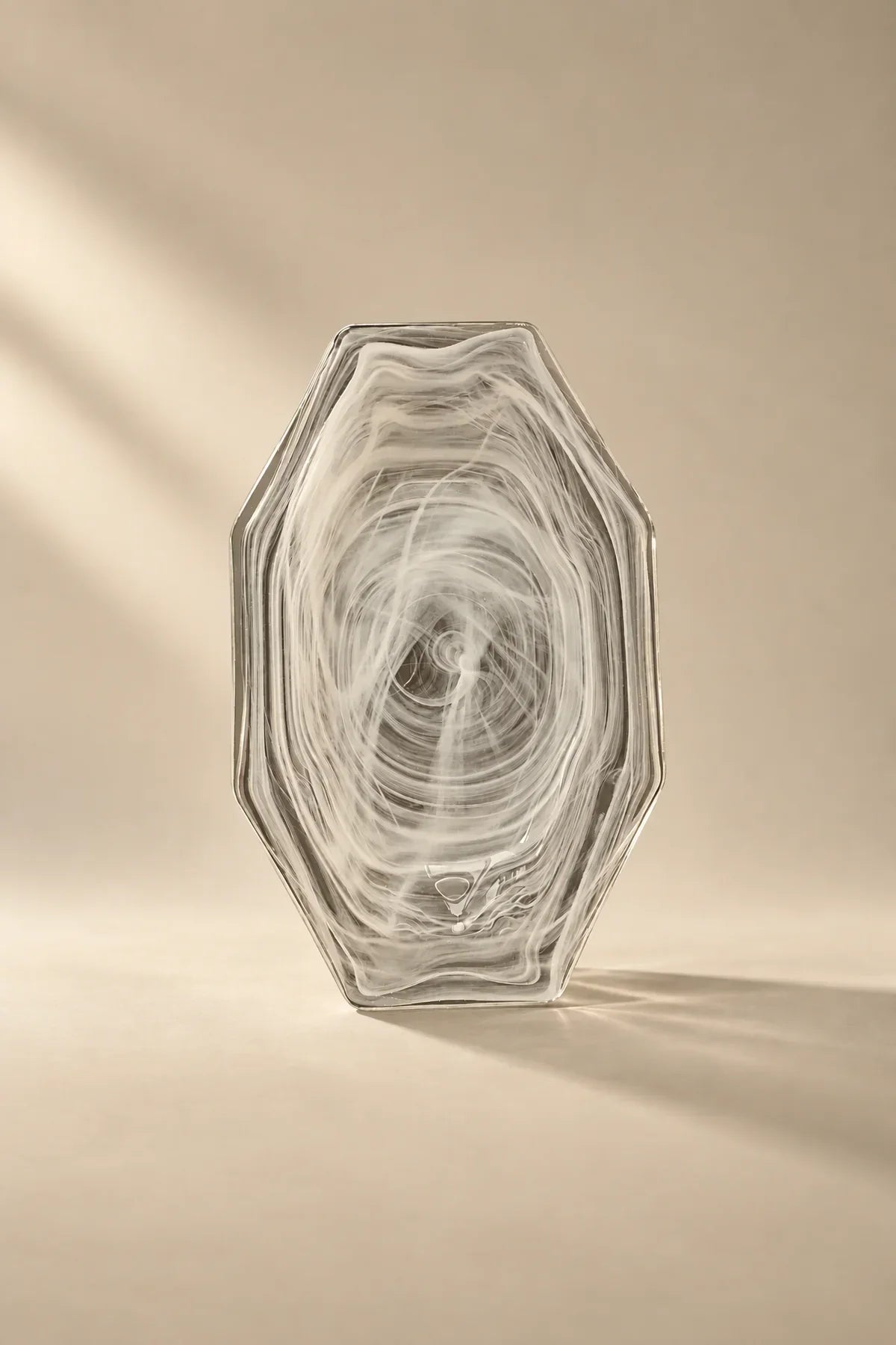Quiet Orbit White-Swirl Glass Serving Tray