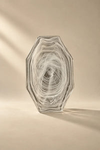 Quiet Orbit White-Swirl Glass Serving Tray