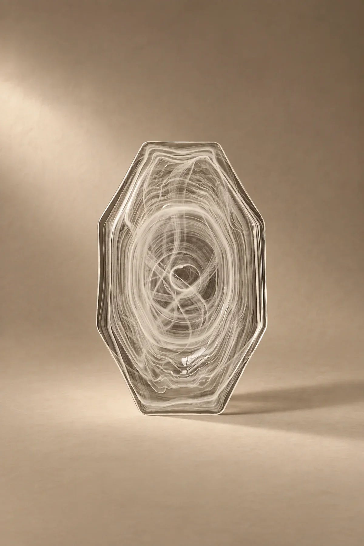 Quiet Orbit White-Swirl Glass Serving Tray