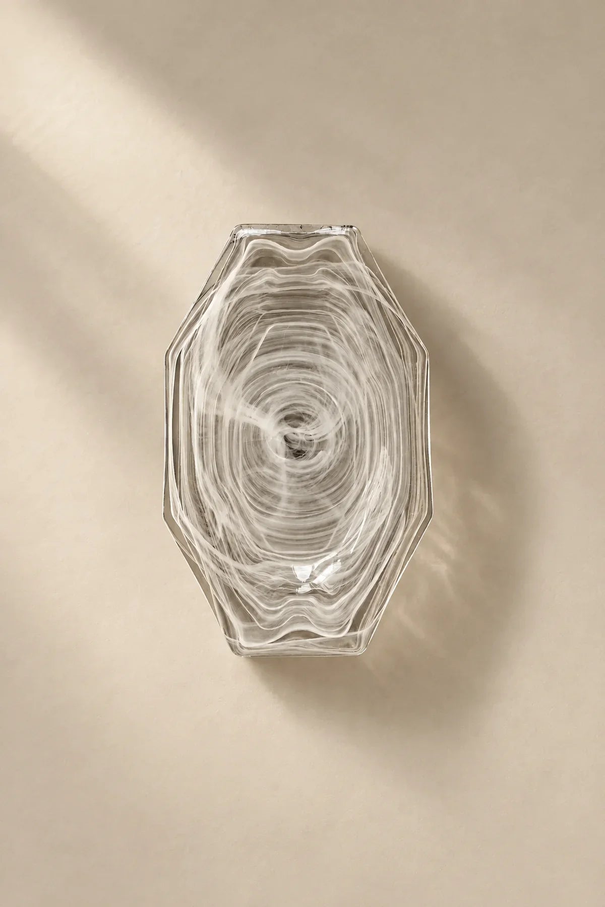 Quiet Orbit White-Swirl Glass Serving Tray