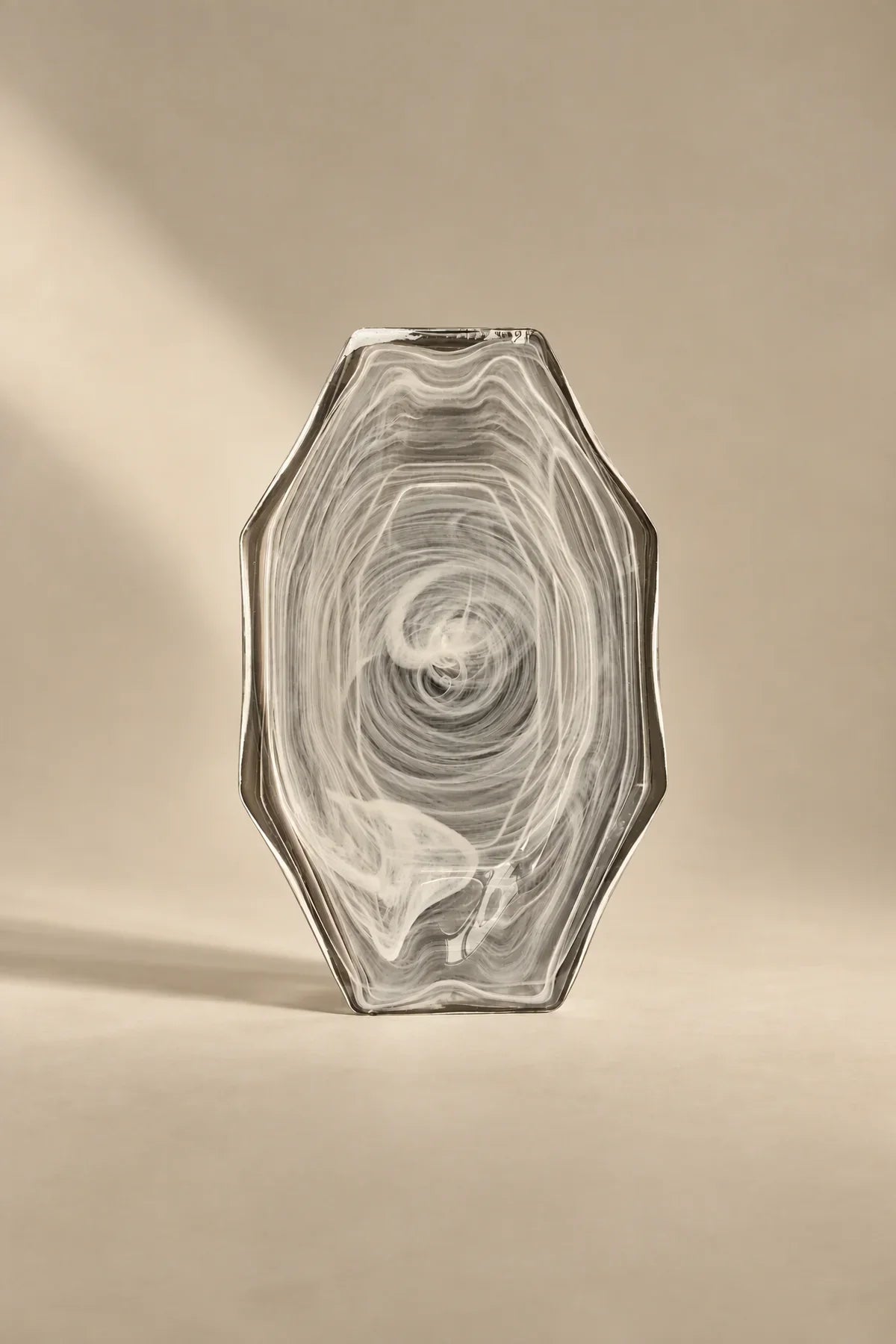 Quiet Orbit White-Swirl Glass Serving Tray