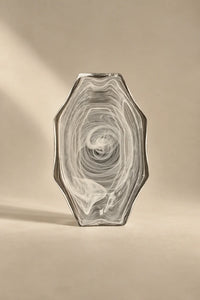 Quiet Orbit White-Swirl Glass Serving Tray