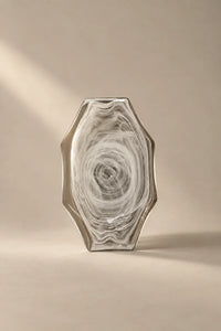 Quiet Orbit White-Swirl Glass Serving Tray