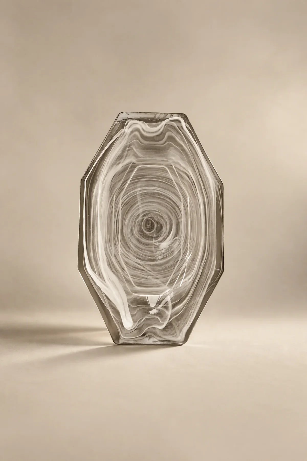 Quiet Orbit White-Swirl Glass Serving Tray