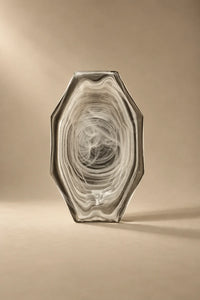 Quiet Orbit White-Swirl Glass Serving Tray
