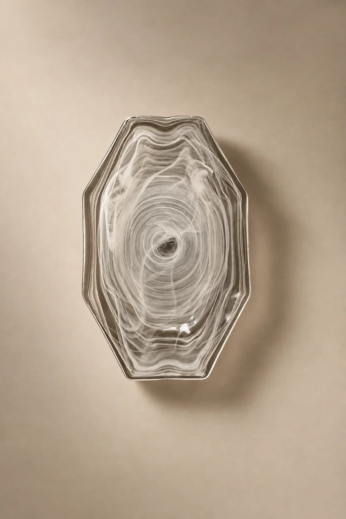 Quiet Orbit White-Swirl Glass Serving Tray