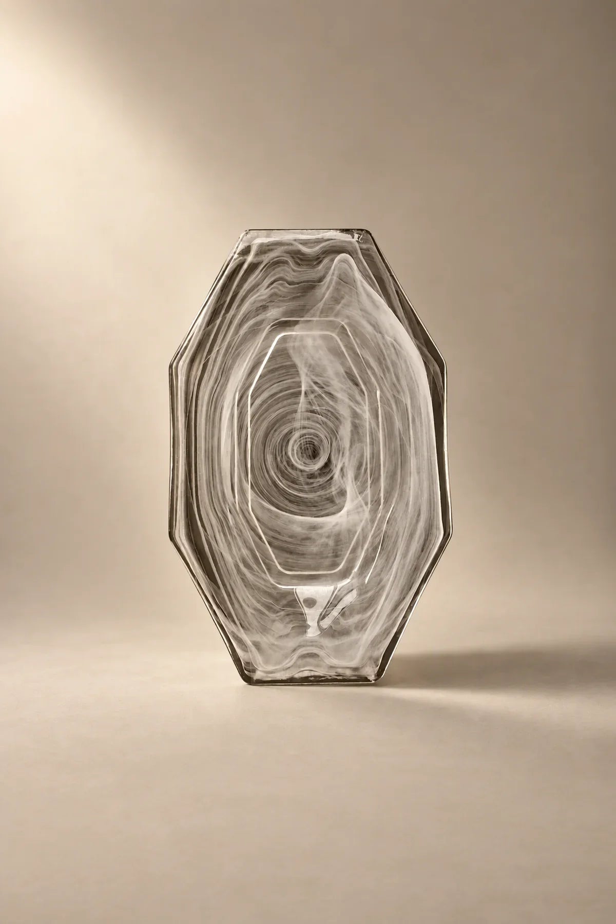 Quiet Orbit White-Swirl Glass Serving Tray
