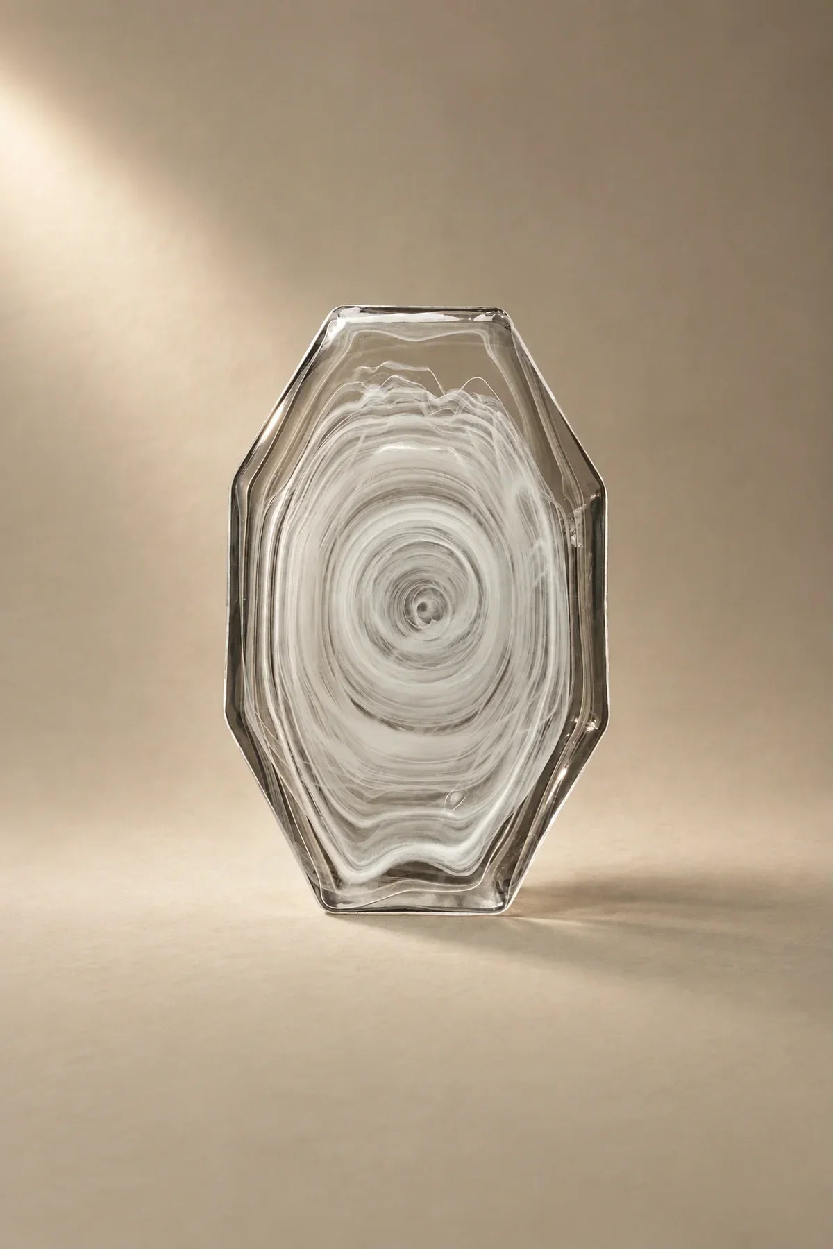 Quiet Orbit White-Swirl Glass Serving Tray