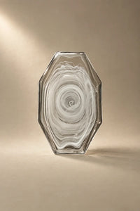 Quiet Orbit White-Swirl Glass Serving Tray