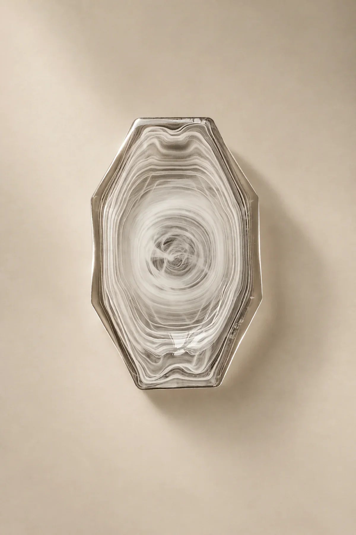 Quiet Orbit White-Swirl Glass Serving Tray