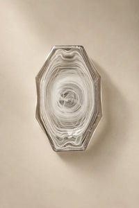 Quiet Orbit White-Swirl Glass Serving Tray