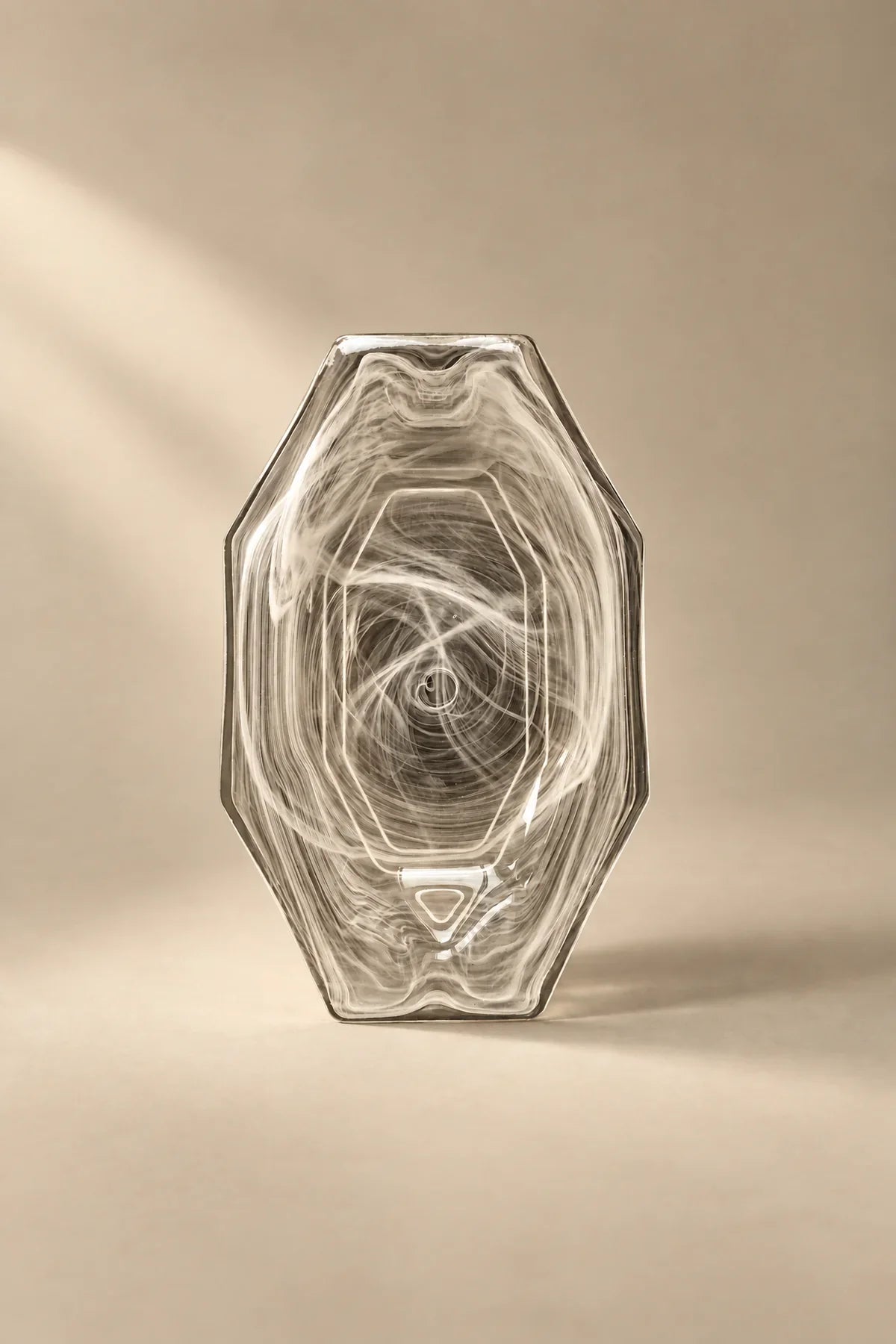 Quiet Orbit White-Swirl Glass Serving Tray