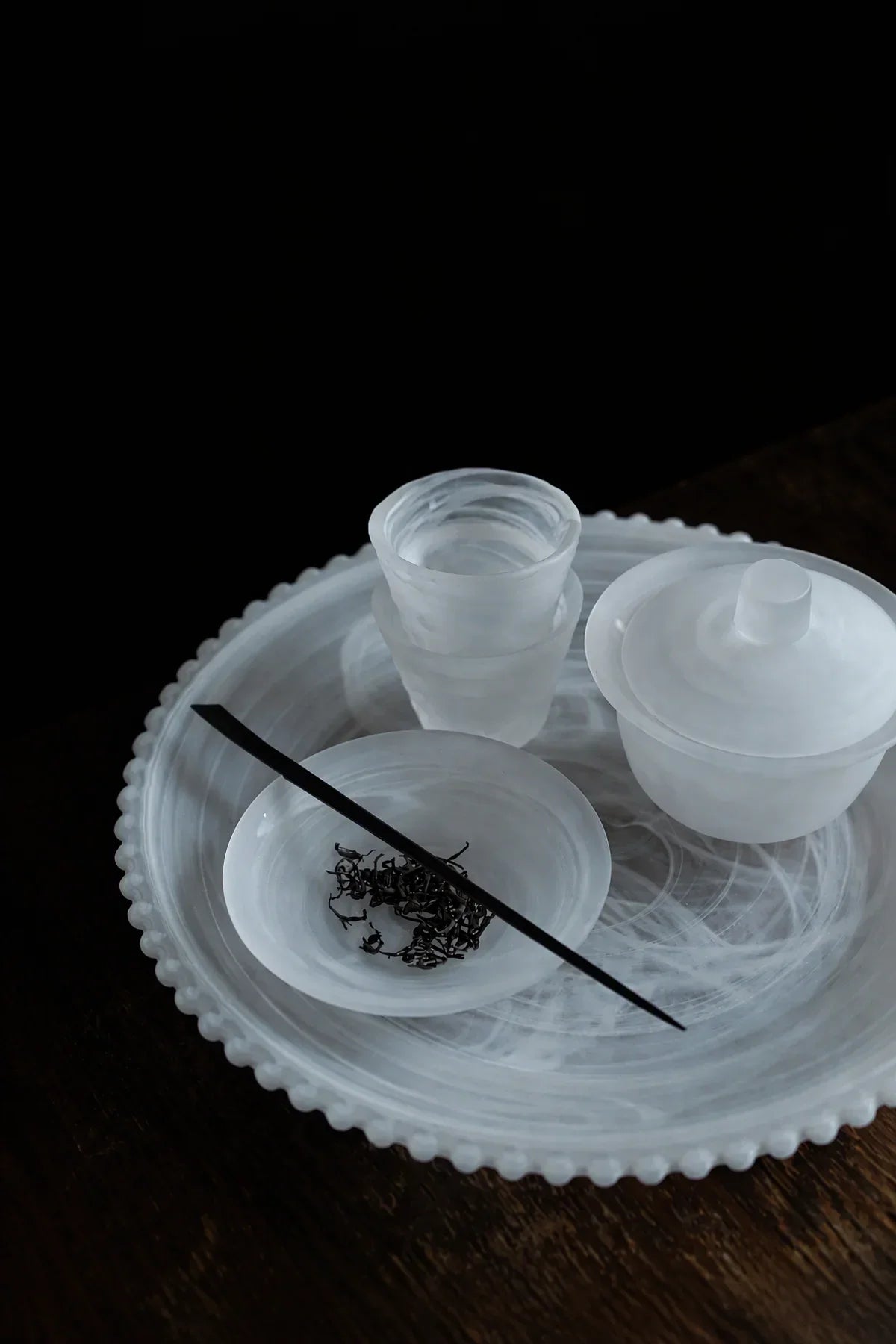 Smoke Ring Frosted Glass Tea Saucer