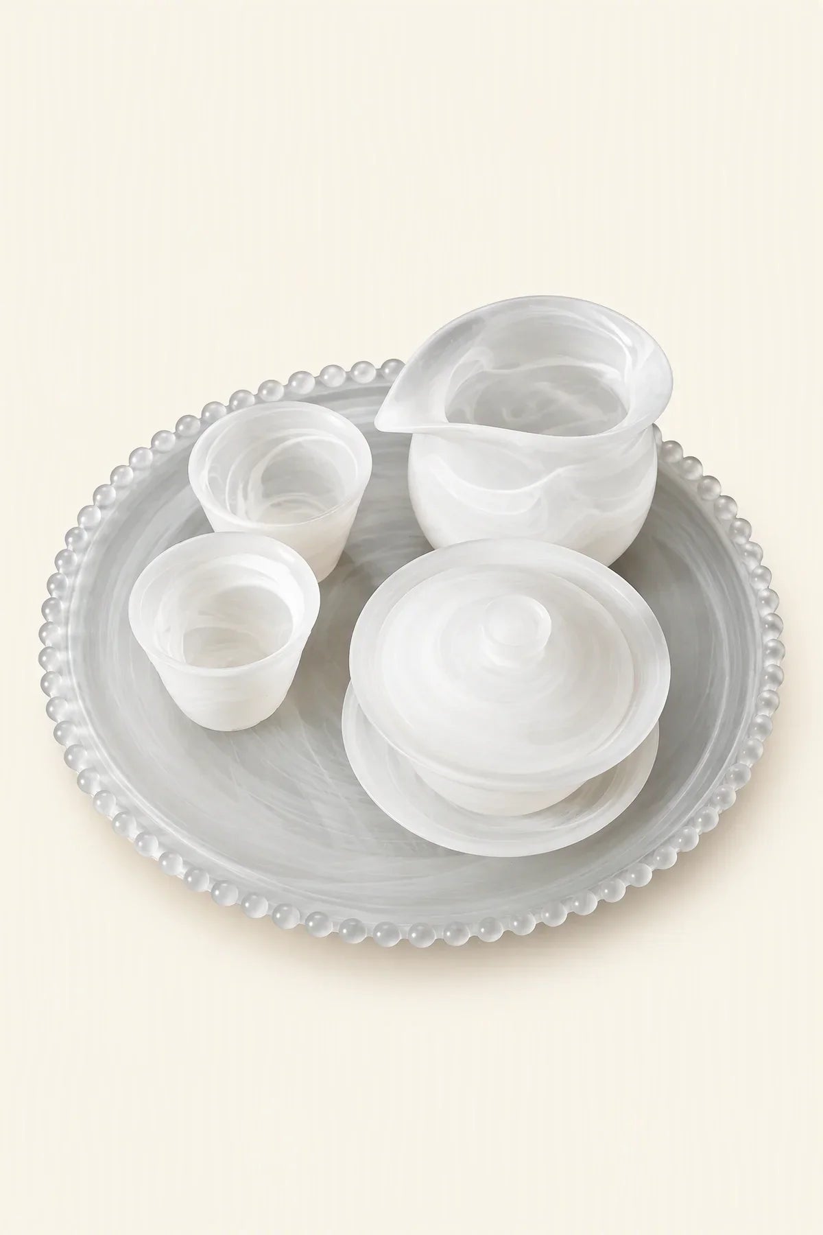 Mist Ritual Frosted White Glass Tea Set