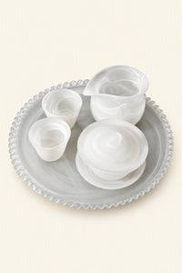Mist Ritual Frosted White Glass Tea Set