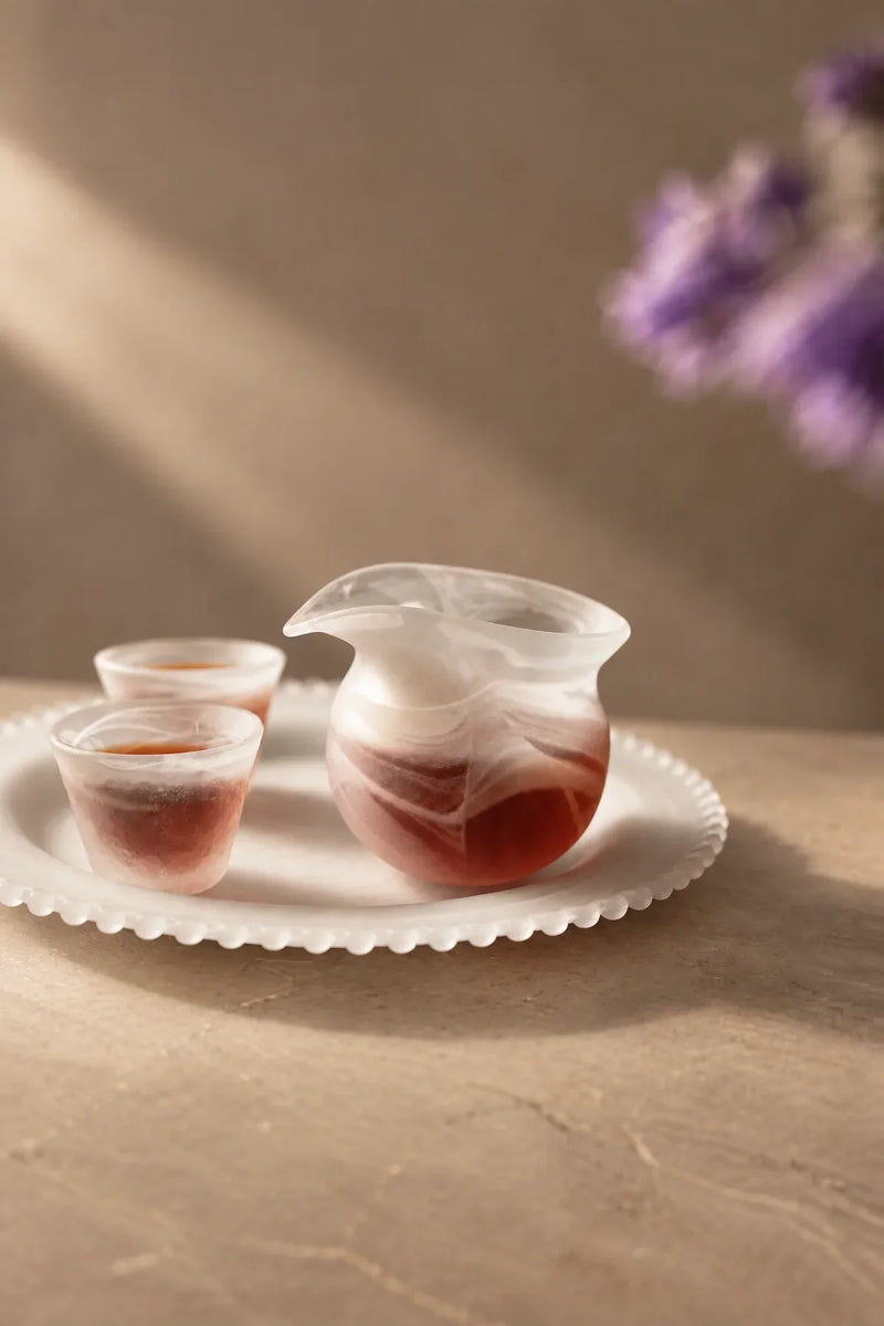 Mist Ritual Frosted White Glass Tea Set