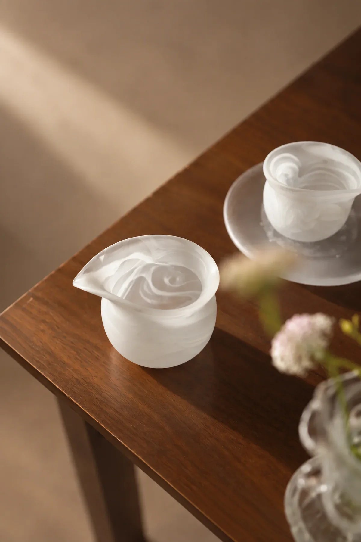 Mist Ritual Frosted White Glass Tea Set