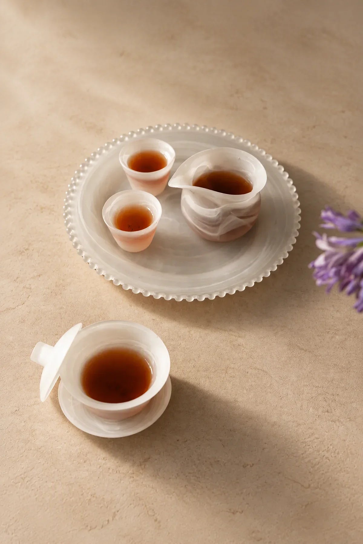 Mist Ritual Frosted White Glass Tea Set