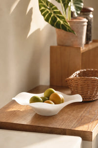 Soft Current Milky Glass Serving Bowl