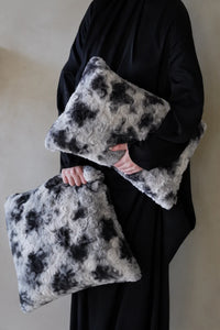 Stormy Mist Grey Faux Fur Cushion Cover