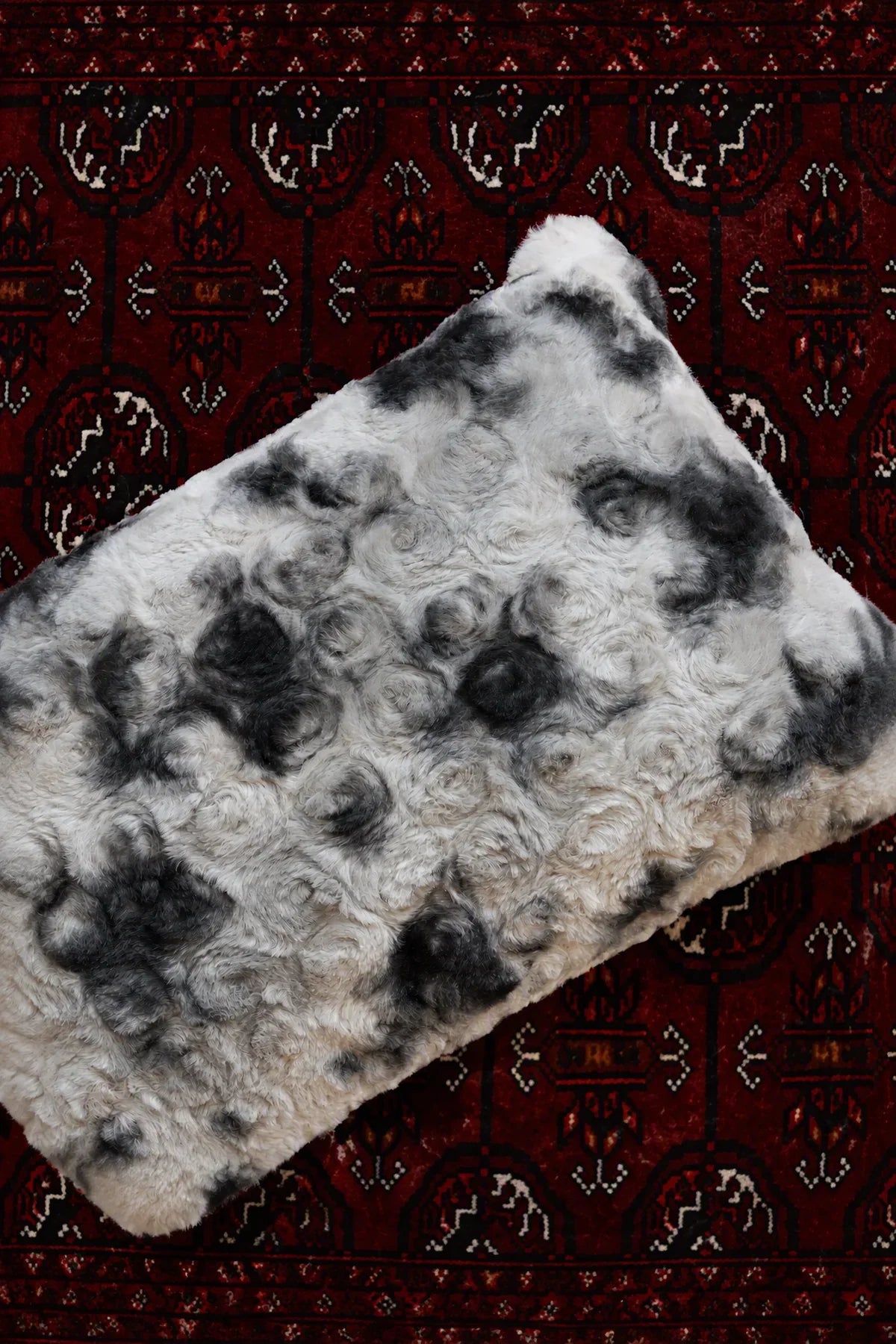 Stormy Mist Grey Faux Fur Cushion Cover