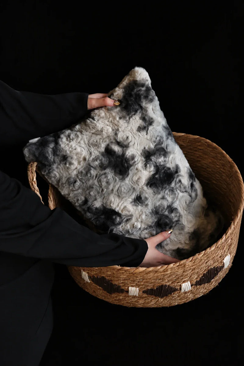 Stormy Mist Grey Faux Fur Cushion Cover