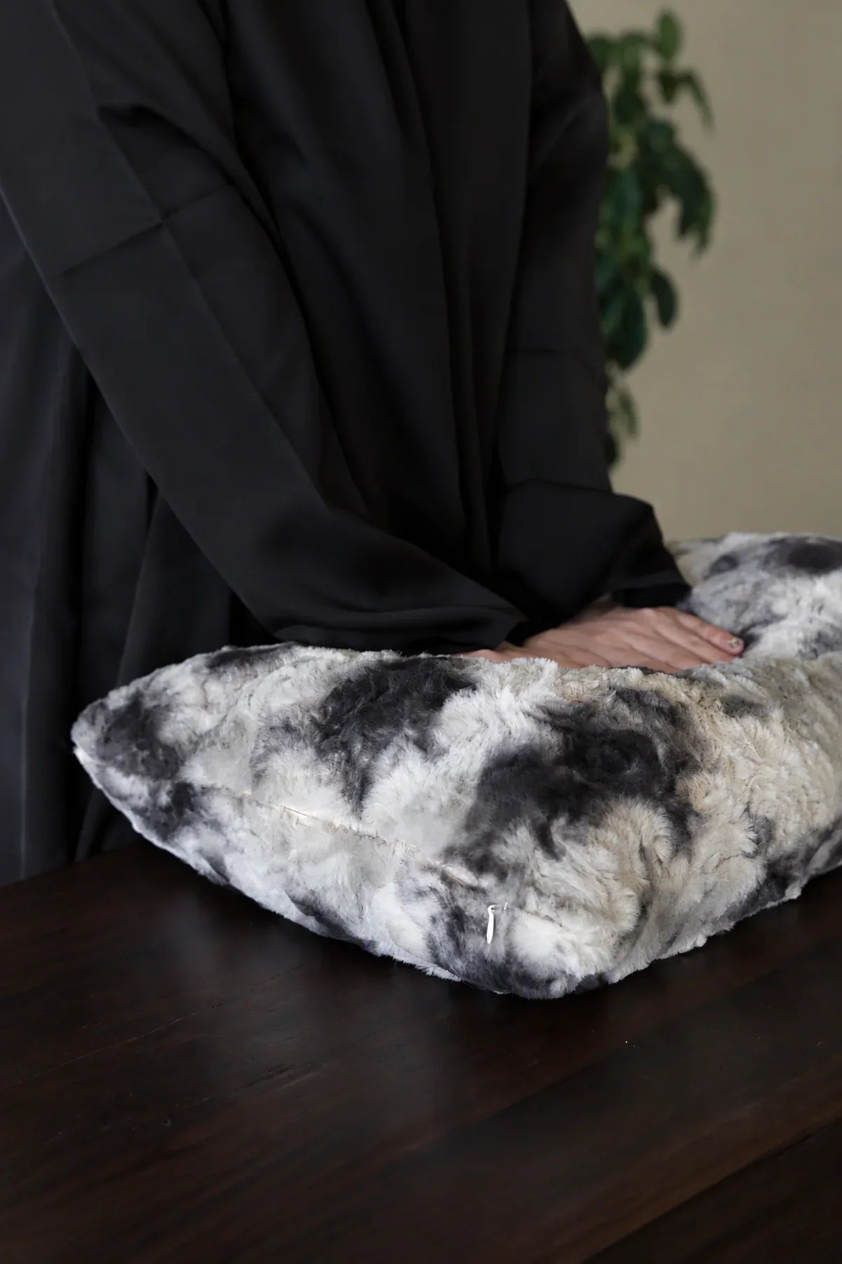 Stormy Mist Grey Faux Fur Cushion Cover