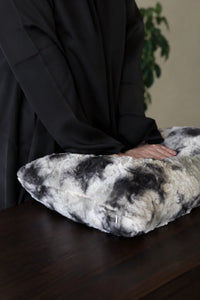 Stormy Mist Grey Faux Fur Cushion Cover