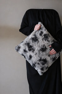 Stormy Mist Grey Faux Fur Cushion Cover