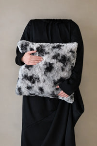 Stormy Mist Grey Faux Fur Cushion Cover