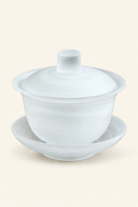 Mist Ceremony Frosted White Glass Gaiwan Tea Set