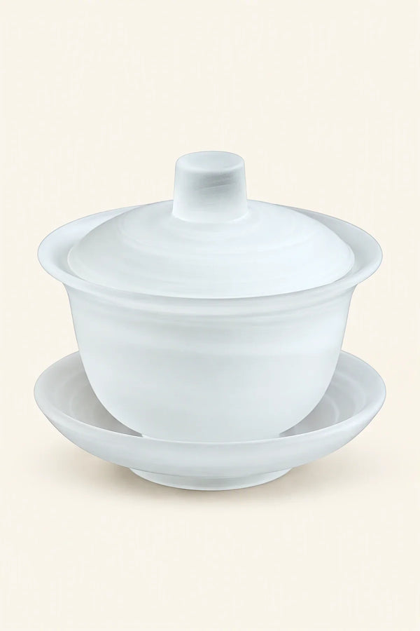 Mist Ceremony Frosted White Glass Gaiwan Tea Set