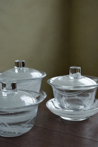 Mist Ceremony Frosted White Glass Gaiwan Tea Set