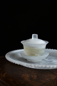 Mist Ceremony Frosted White Glass Gaiwan Tea Set