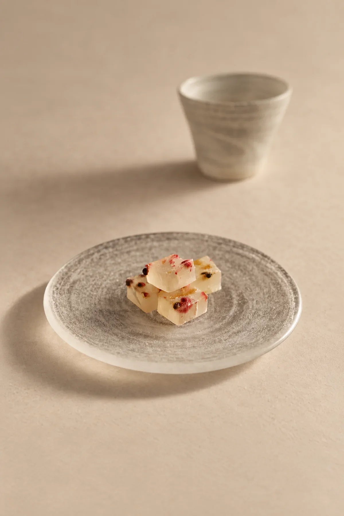 Moonlit Frosted Clear Glass Dessert Plate