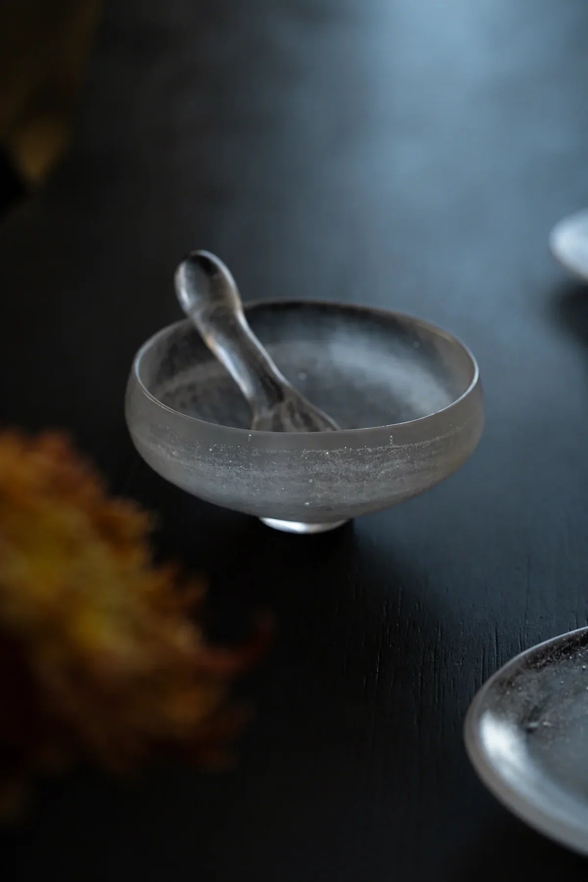 Snowfall Frosted Clear Glass Dessert Bowl Set