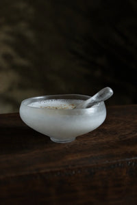 Snowfall Frosted Clear Glass Dessert Bowl Set