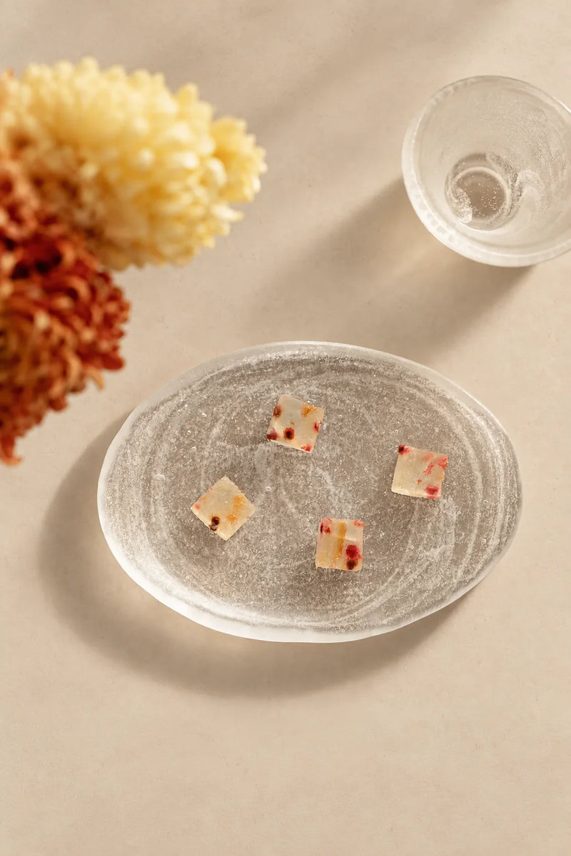 Frozen Tide Frosted Clear Glass Serving Plate