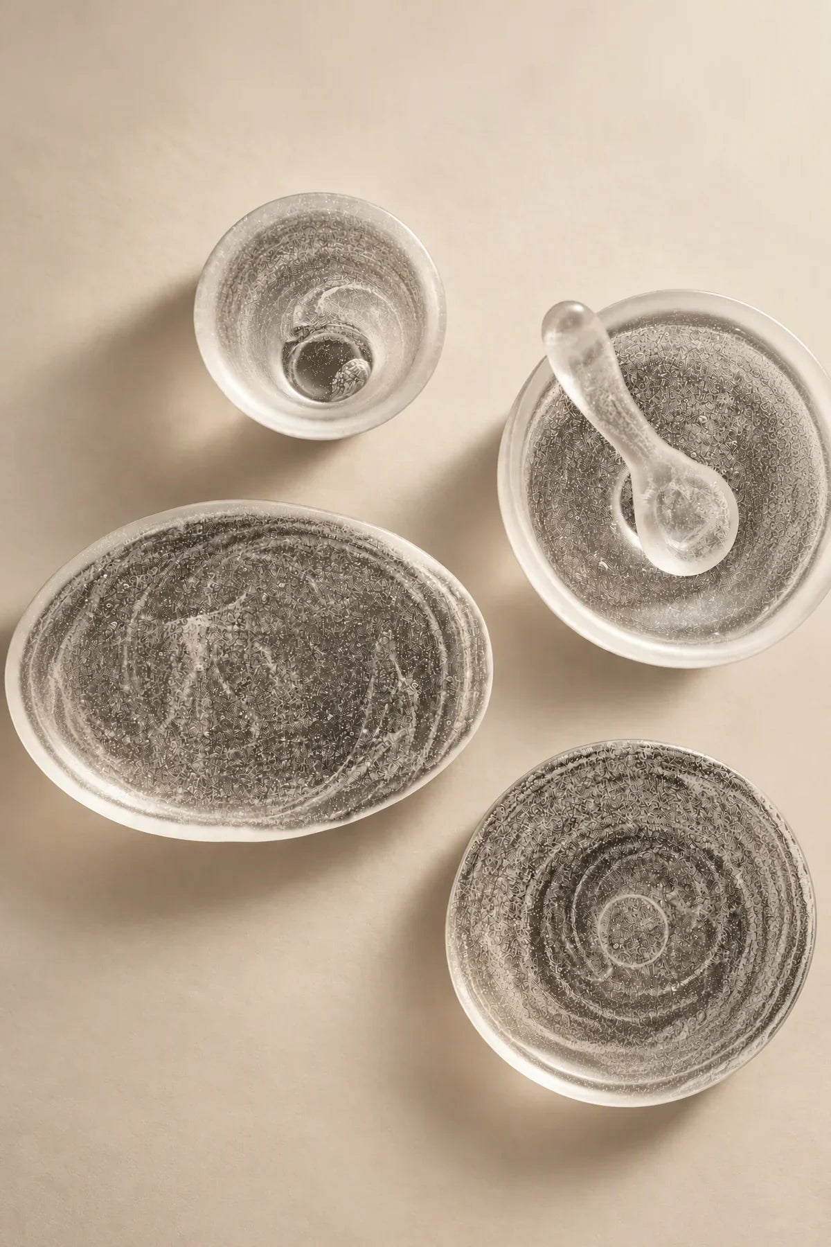 Frozen Tide Frosted Clear Glass Serving Plate