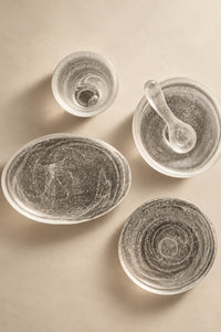 Frozen Tide Frosted Clear Glass Serving Plate