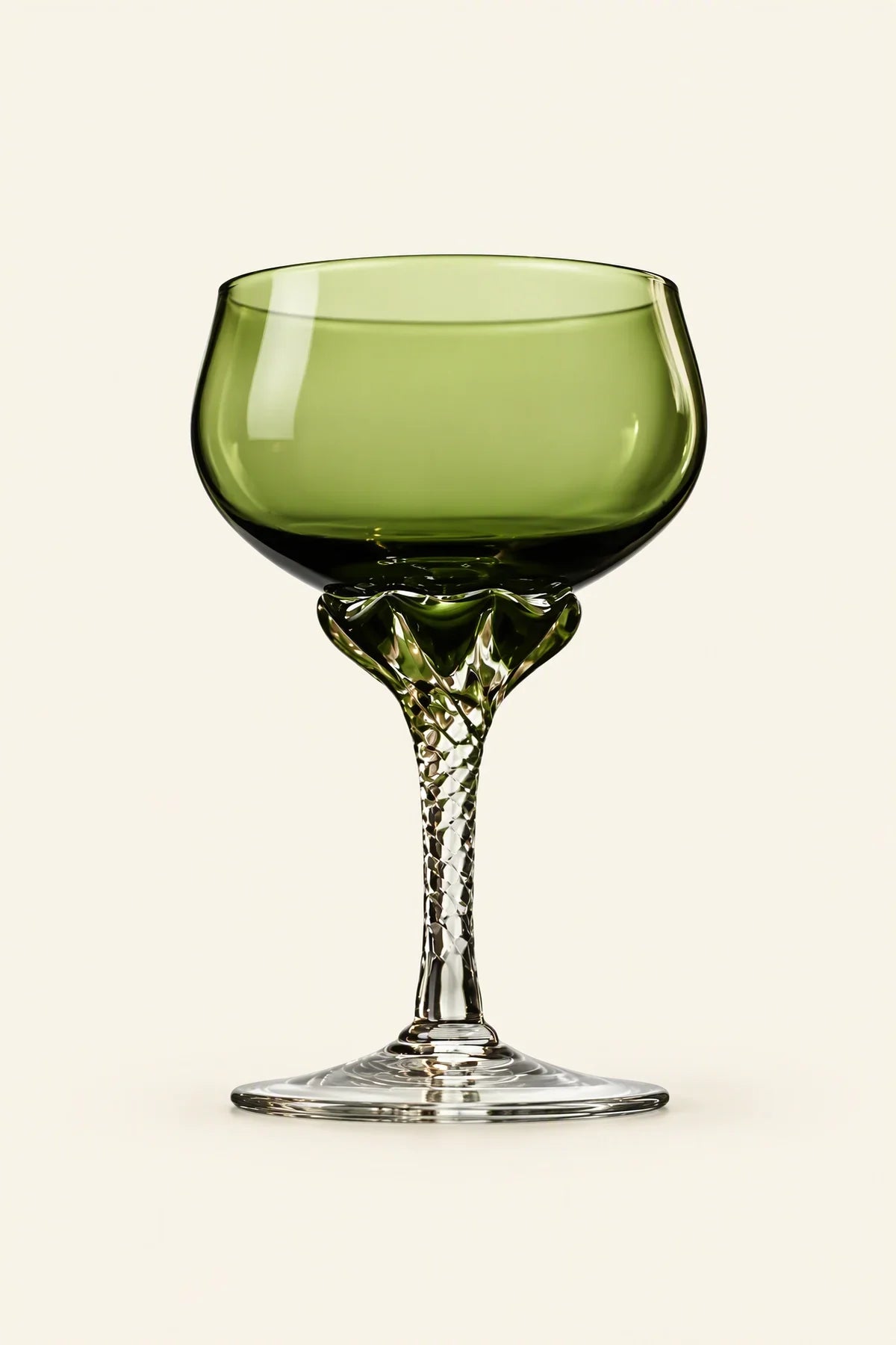 Meadow Hour Olive Green Glass Wine Goblet