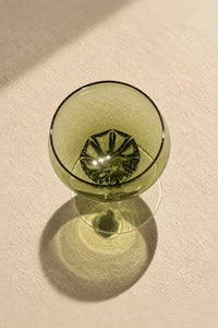 Meadow Hour Olive Green Glass Wine Goblet