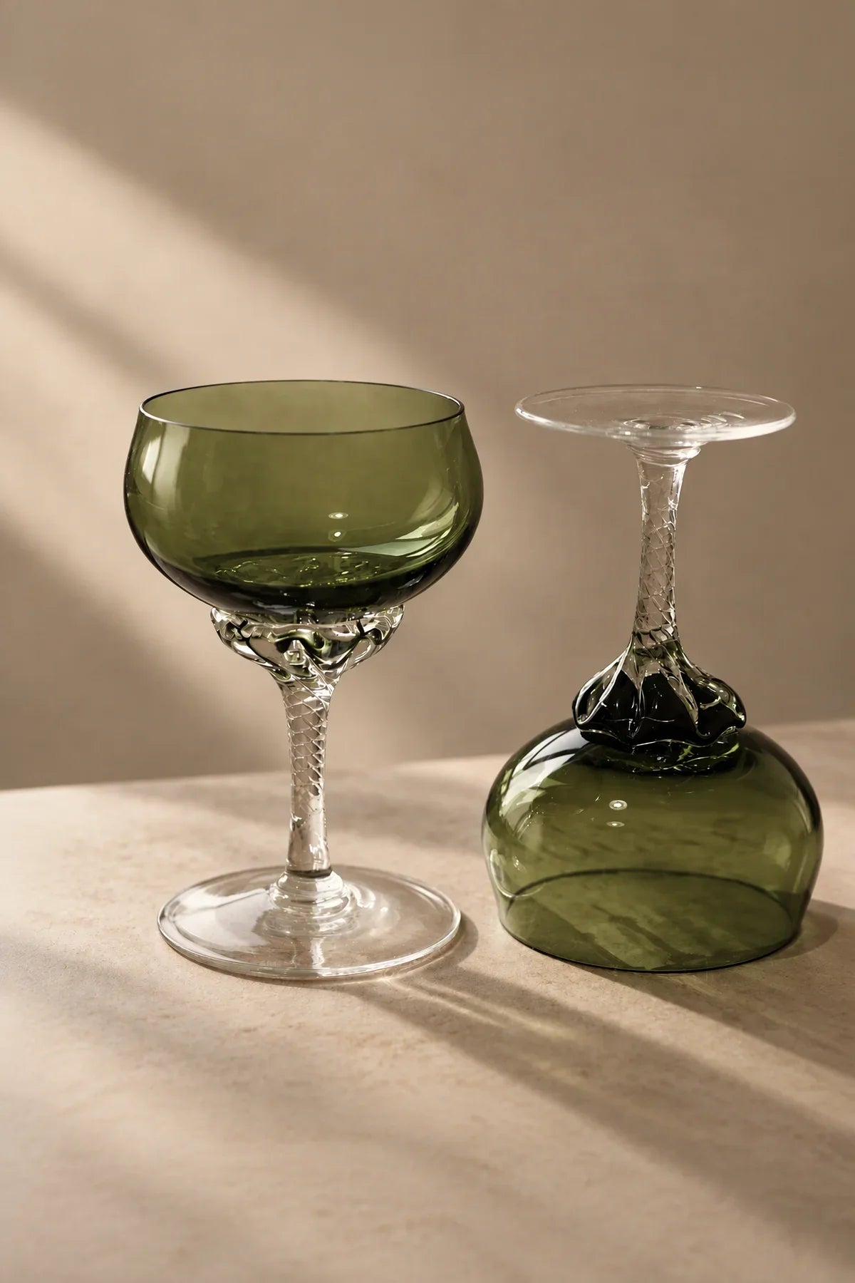 Meadow Hour Olive Green Glass Wine Goblet