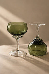 Meadow Hour Olive Green Glass Wine Goblet